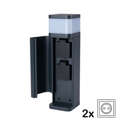 Brilagi - Vonkajšia lampa s 2 zásuvkami SCHUKO PILLAR 1xG9/11W/230V IP44 antracitová