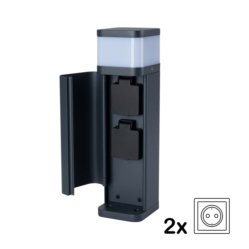 Brilagi - Vonkajšia lampa s 2 zásuvkami SCHUKO PILLAR 1xG9/11W/230V IP44 antracitová