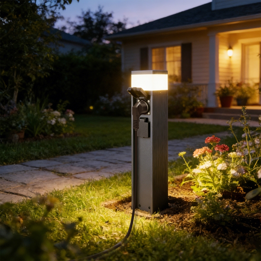 Brilagi - Vonkajšie svietidlo PILLAR s 2 zásuvkami SCHUKO 1xG9/11W/230V IP44 antracit