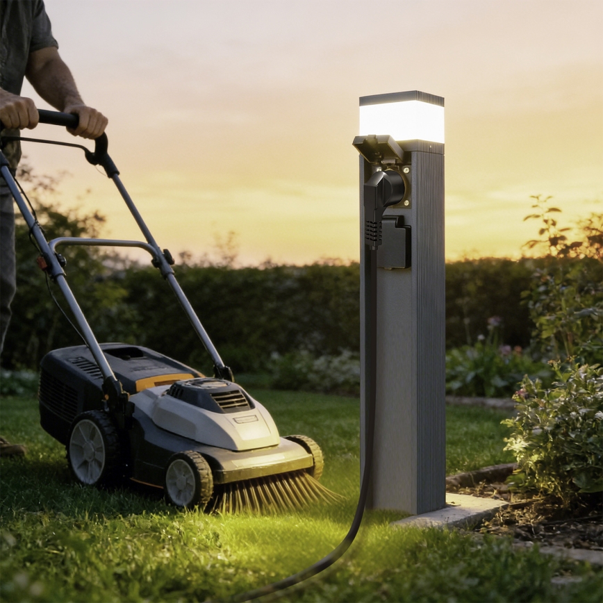 Brilagi - Vonkajšie svietidlo PILLAR s 2 zásuvkami SCHUKO 1xG9/11W/230V IP44 antracit