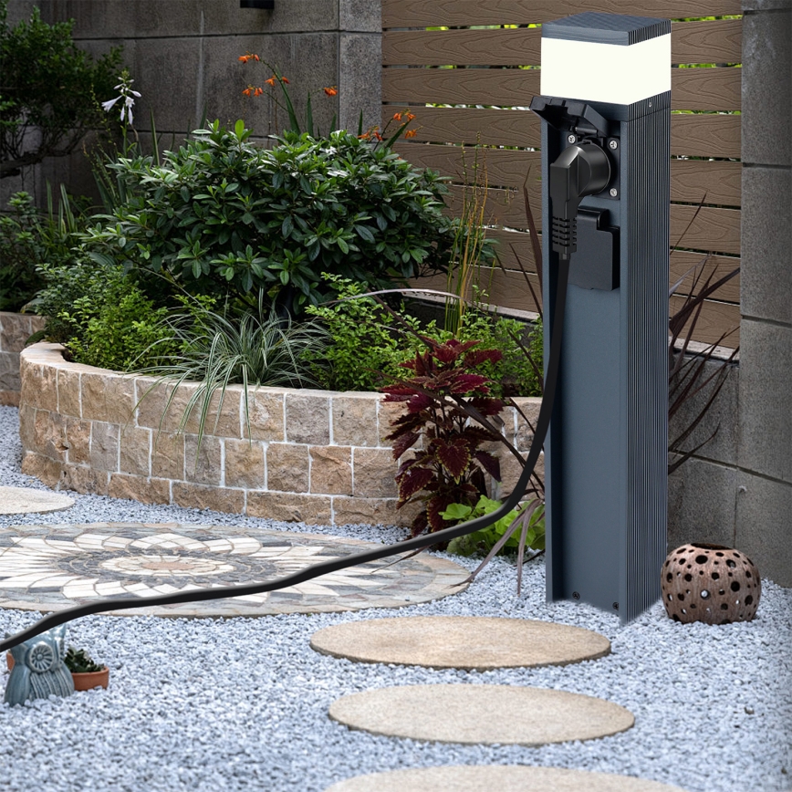 Brilagi - Vonkajšie svietidlo PILLAR s 2 zásuvkami SCHUKO 1xG9/11W/230V IP44 antracit