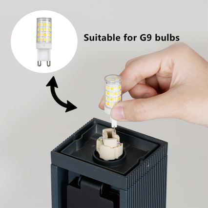 Brilagi - Vonkajšie svietidlo PILLAR s 2 zásuvkami SCHUKO 1xG9/11W/230V IP44 antracit
