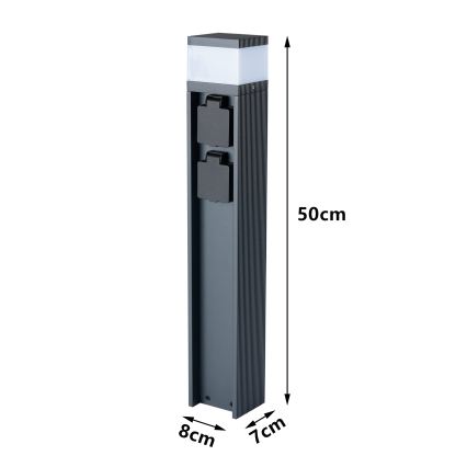 Brilagi - Vonkajšie svietidlo PILLAR s 2 zásuvkami SCHUKO 1xG9/11W/230V IP44 antracit