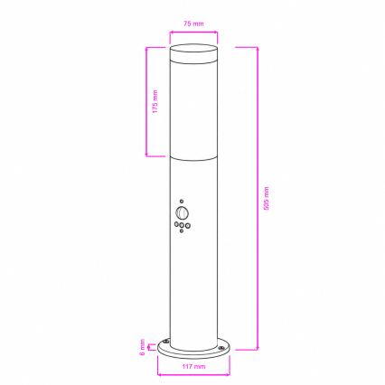 BRILAGI - Vonkajšie svietidlo so snímačom pohybu ELIA 1xE27/20W/230V IP44 50 cm matný chróm