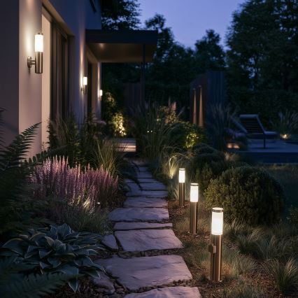 BRILAGI - Vonkajšia lampa so zásuvkou ELIA 1xE27/20W/230V IP44 50 cm matný chróm