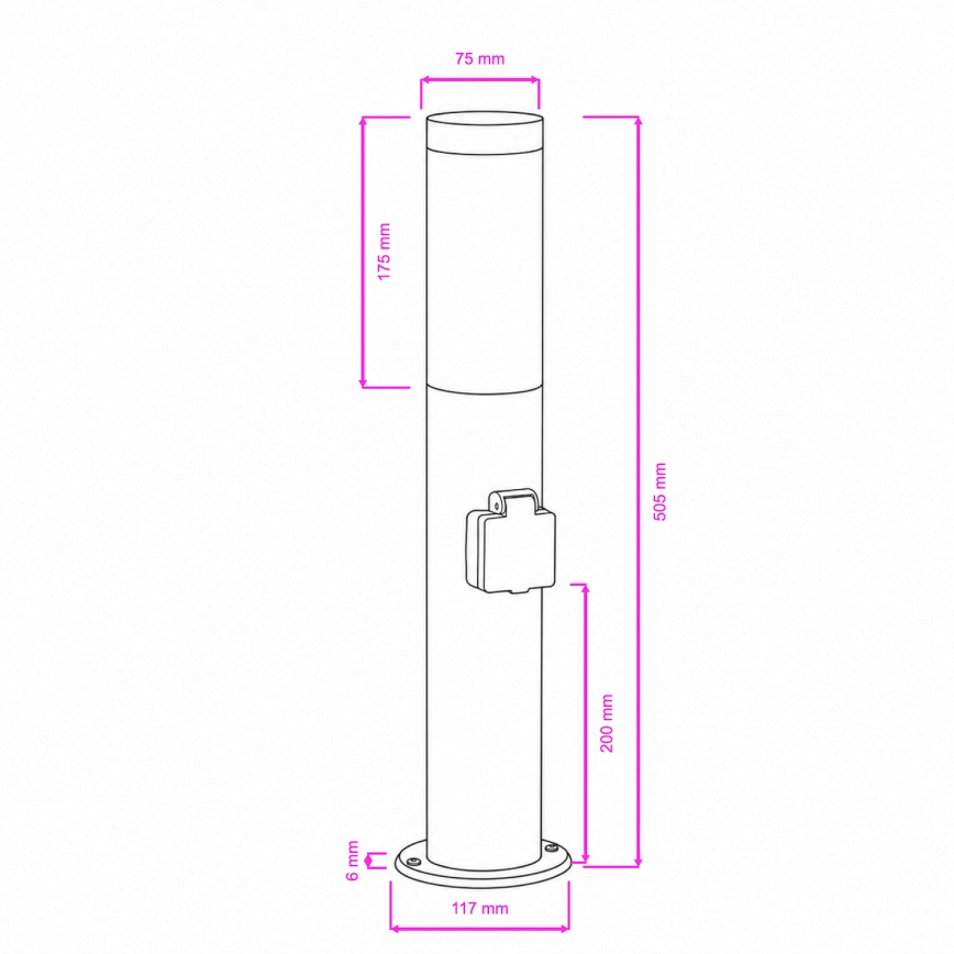 BRILAGI - Vonkajšia lampa so zásuvkou ELIA 1xE27/20W/230V IP44 50 cm matný chróm
