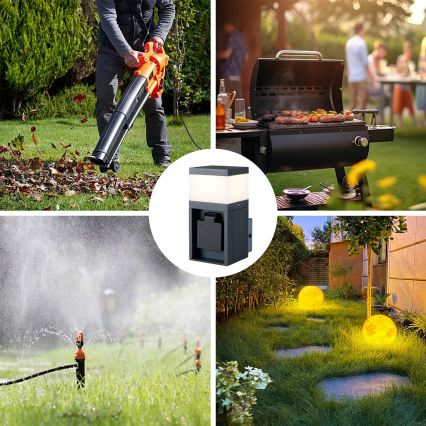 Brilagi - Vonkajšie nástenné svietidlo so zásuvkou SCHUKO PILLAR 1xG9/11W/230V IP44 antracit