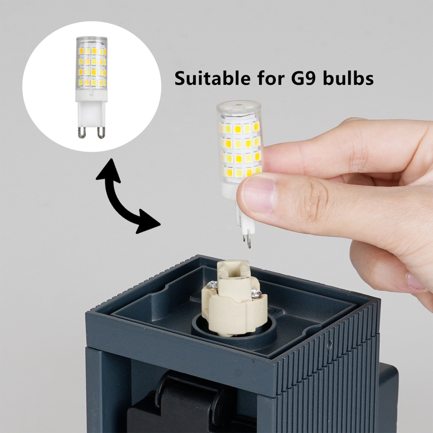 Brilagi - Vonkajšie nástenné svietidlo so zásuvkou SCHUKO PILLAR 1xG9/11W/230V IP44 antracit