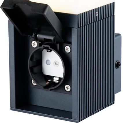 Brilagi - Vonkajšie nástenné svietidlo so zásuvkou SCHUKO PILLAR 1xG9/11W/230V IP44 antracit