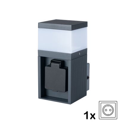 Brilagi - Vonkajšie nástenné svietidlo so zásuvkou SCHUKO PILLAR 1xG9/11W/230V IP44 antracit