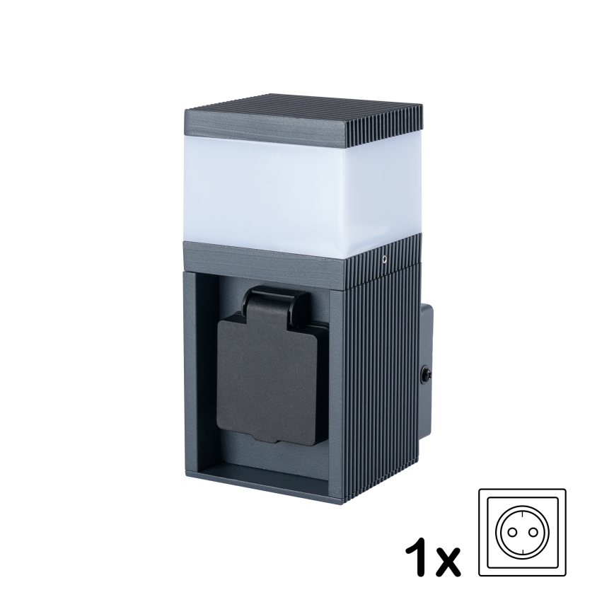 Brilagi - Vonkajšie nástenné svietidlo so zásuvkou SCHUKO PILLAR 1xG9/11W/230V IP44 antracit