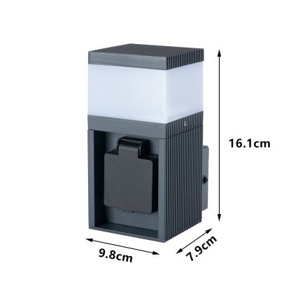 Brilagi - Vonkajšie nástenné svietidlo so zásuvkou SCHUKO PILLAR 1xG9/11W/230V IP44 antracit