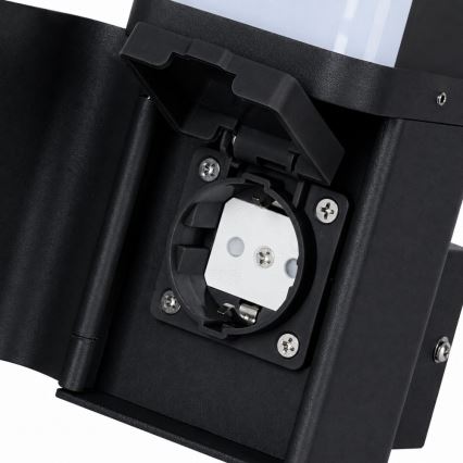 BRILAGI - Vonkajšie nástenné svietidlo so zásuvkou SCHUKO PILLAR 1xG9/11W/230V IP44 čierna