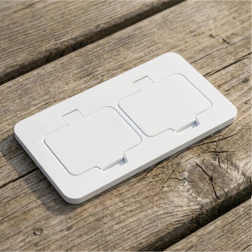 Brilagi - Vonkajšia vstavaná podlahová dvojitá zásuvka IP55 biela obdĺžniková