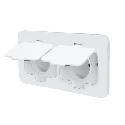 Brilagi - Vonkajšia vstavaná podlahová dvojitá zásuvka IP55 biela obdĺžniková