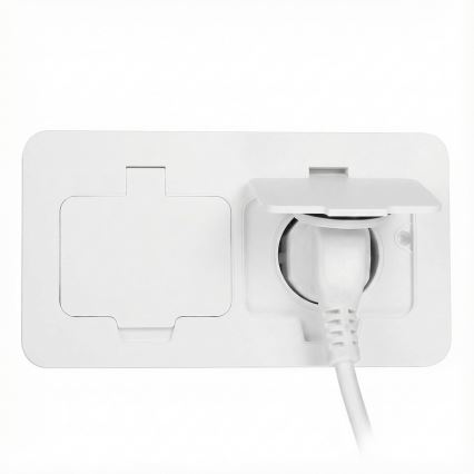 Brilagi - Vonkajšia vstavaná podlahová dvojitá zásuvka IP55 biela obdĺžniková
