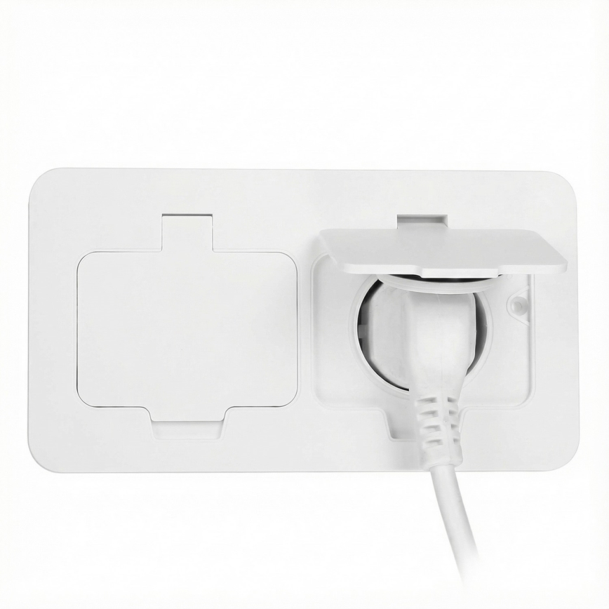 Brilagi - Vonkajšia vstavaná podlahová dvojitá zásuvka IP55 biela obdĺžniková