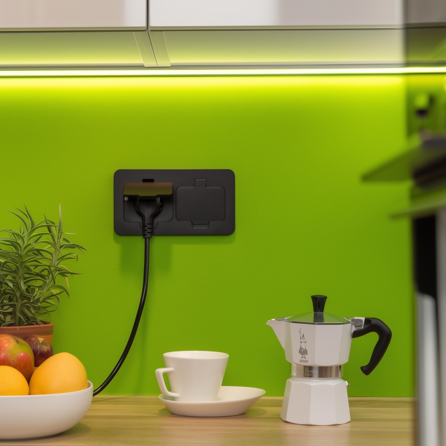 Brilagi - Vonkajšia zapustená obdĺžniková podlahová dvojzásuvka IP55 čierna