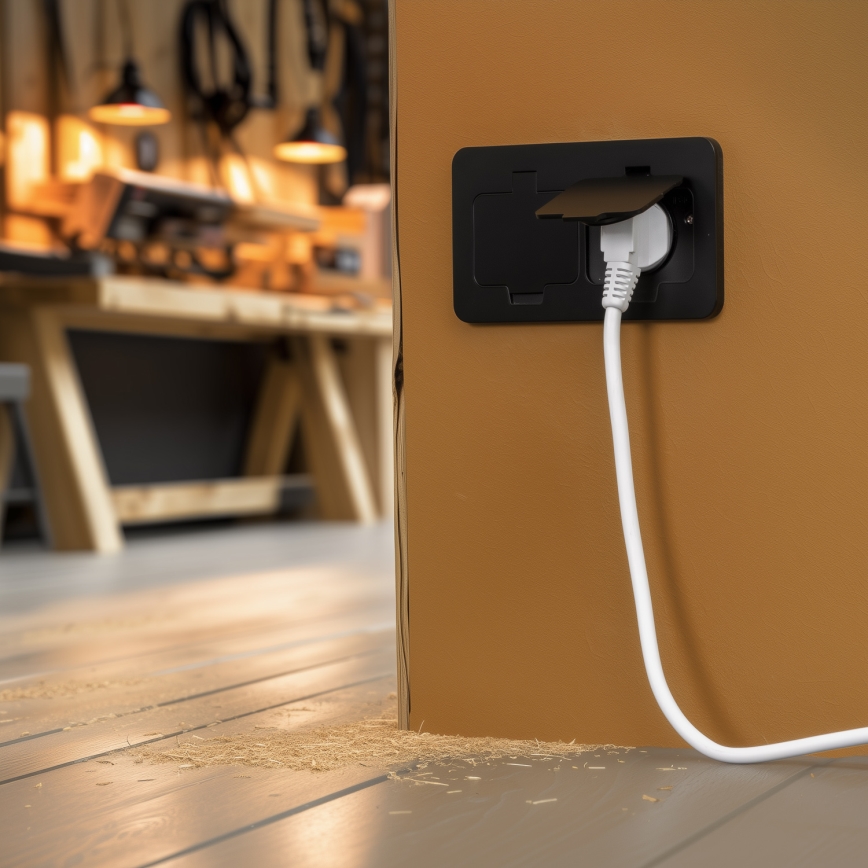 Brilagi - Vonkajšia zapustená obdĺžniková podlahová dvojzásuvka IP55 čierna