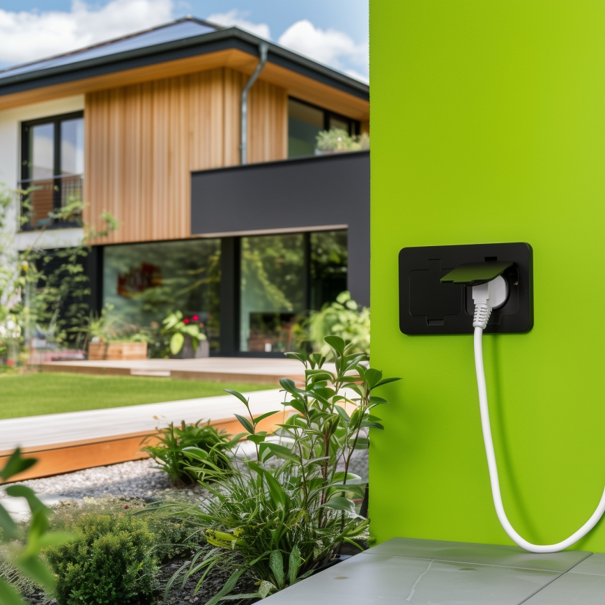 Brilagi - Vonkajšia zapustená obdĺžniková podlahová dvojzásuvka IP55 čierna