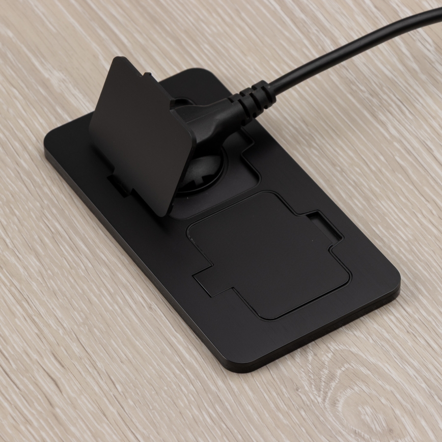 Brilagi - Vonkajšia zapustená obdĺžniková podlahová dvojzásuvka IP55 čierna