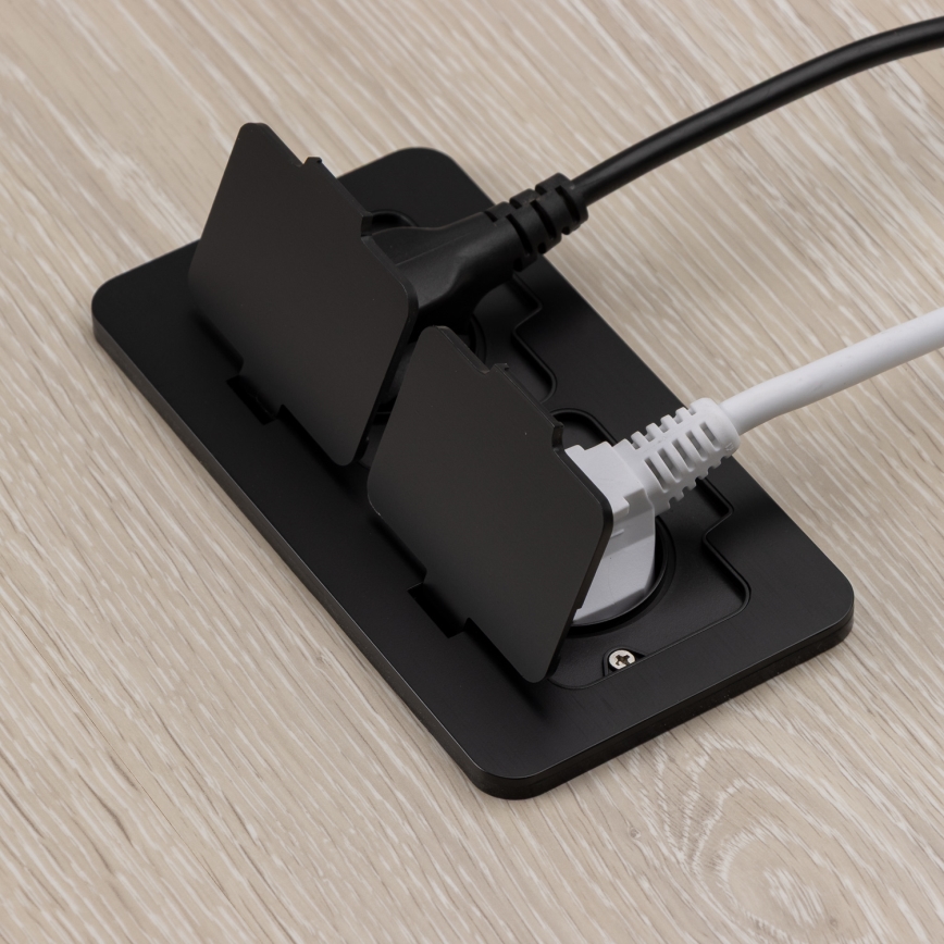 Brilagi - Vonkajšia zapustená obdĺžniková podlahová dvojzásuvka IP55 čierna