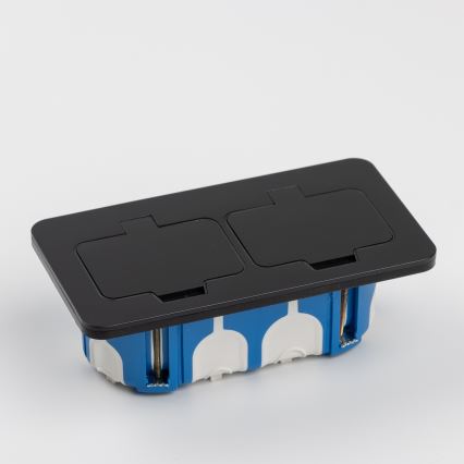 Brilagi - Vonkajšia zapustená obdĺžniková podlahová dvojzásuvka IP55 čierna