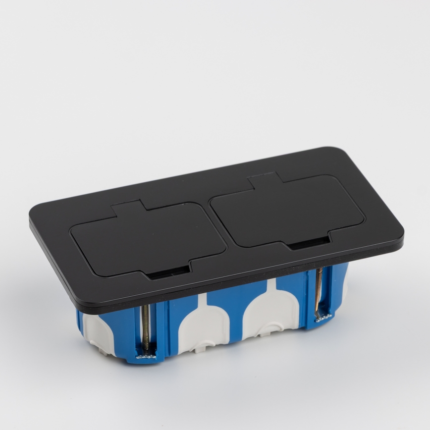 Brilagi - Vonkajšia zapustená obdĺžniková podlahová dvojzásuvka IP55 čierna