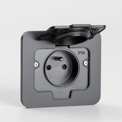 Brilagi - Vonkajšia zapustená obdĺžniková podlahová zásuvka IP55 čierna