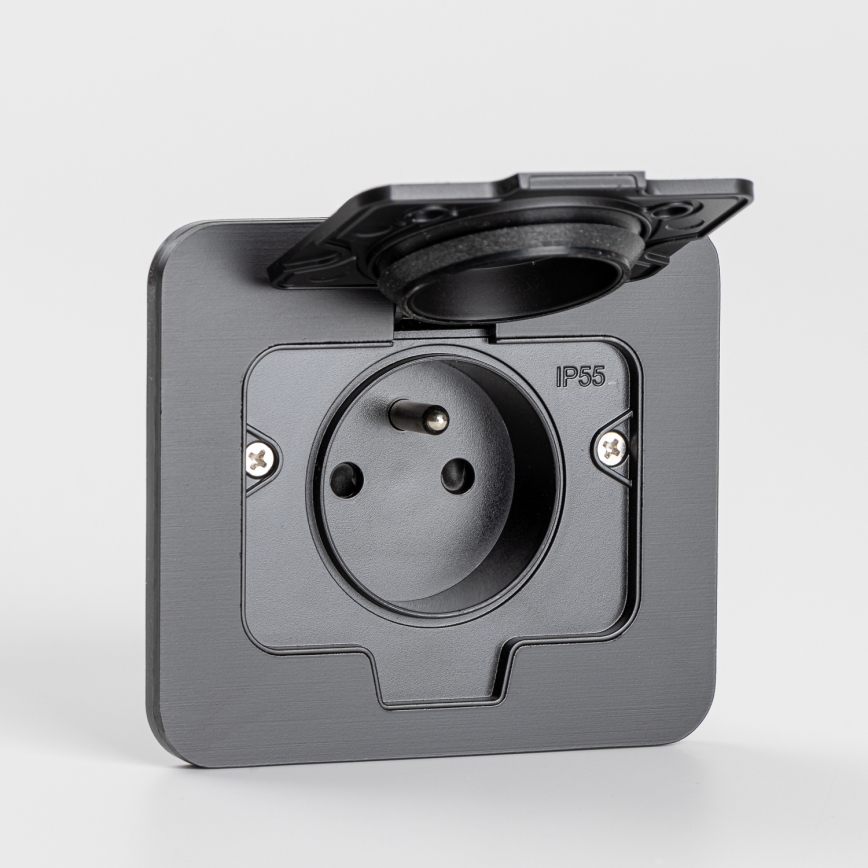 Brilagi - Vonkajšia zapustená obdĺžniková podlahová zásuvka IP55 čierna