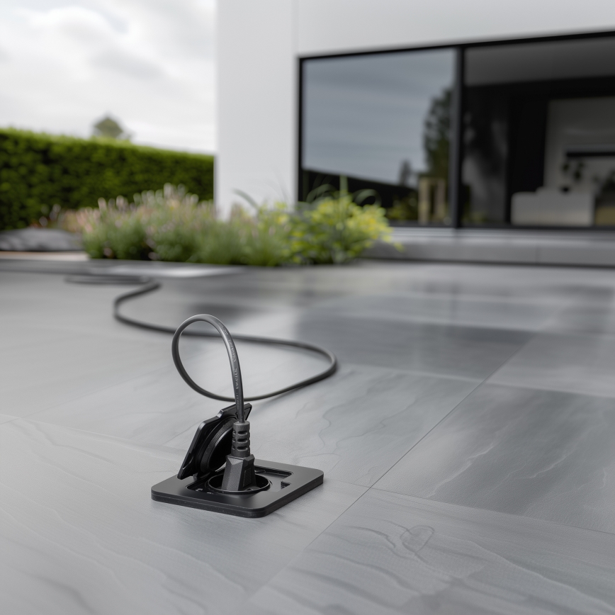 Brilagi - Vonkajšia zapustená obdĺžniková podlahová zásuvka IP55 čierna