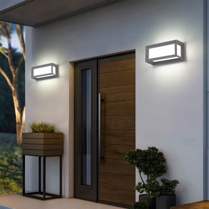 Brilagi - LED vonkajšie nástenné svietidlo so senzorom PARKER LED/12W/230V sivé IP44