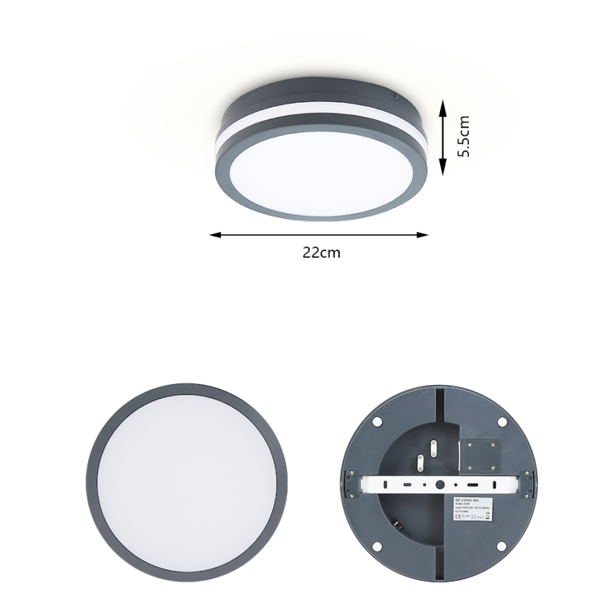 Brilagi - LED vonkajšie svietidlo so senzorom BENE LED/18W/230V priemer 22 cm antracit IP54