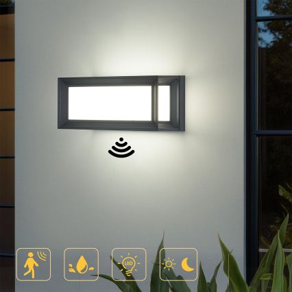 Brilagi - LED vonkajšie nástenné svietidlo so senzorom PARKER LED/12W/230V antracit IP44