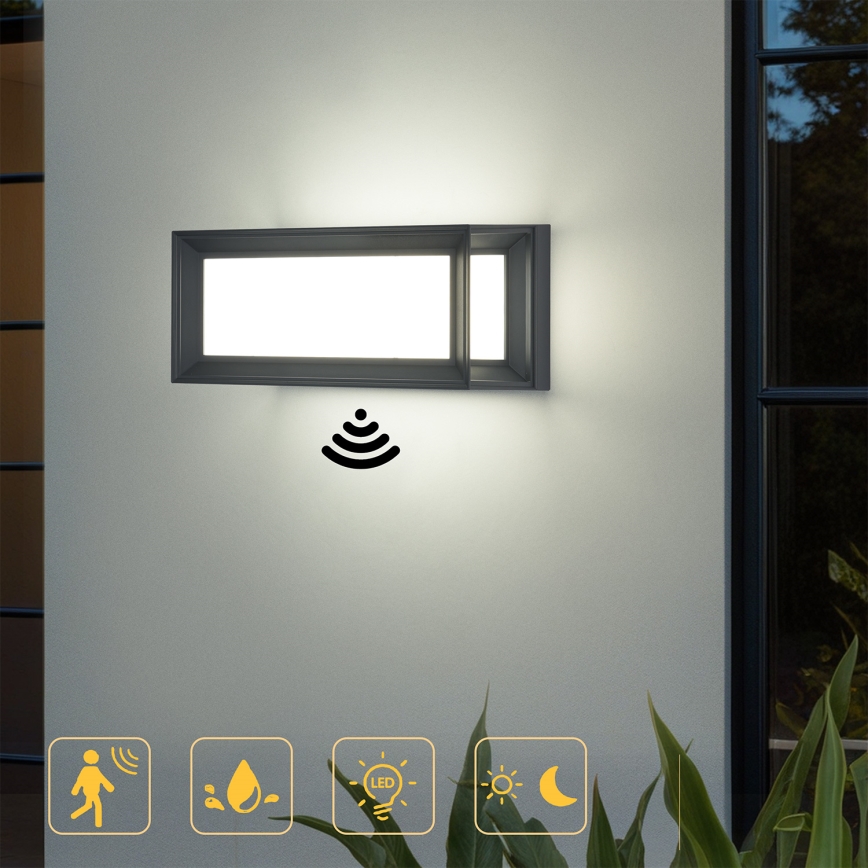 Brilagi - LED vonkajšie nástenné svietidlo so senzorom PARKER LED/12W/230V antracit IP44