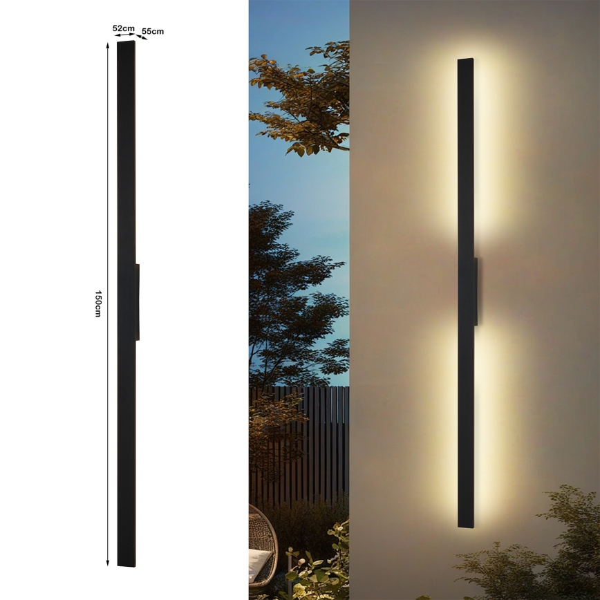 Brilagi - LED Vonkajšie nástenné svietidlo LUNA LED/30W/230V 4000K IP65 150 cm čierna CRI 90