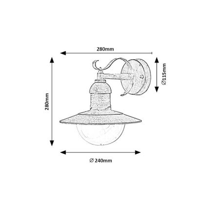 Brilagi - Vonkajšie nástenné svietidlo MOLDE 1xE27/60W/230V IP44 biela/patina