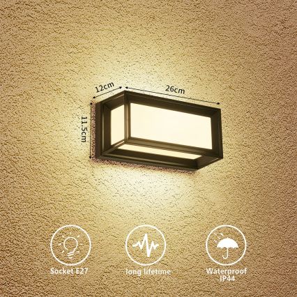 Brilagi - Vonkajšie nástenné svietidlo PARKER 1xE27/60W/230V čierne IP44