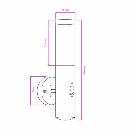 BRILAGI - Vonkajšie nástenné svietidlo so senzorom ELIA 1xE27/20W/230V IP44 matný chróm