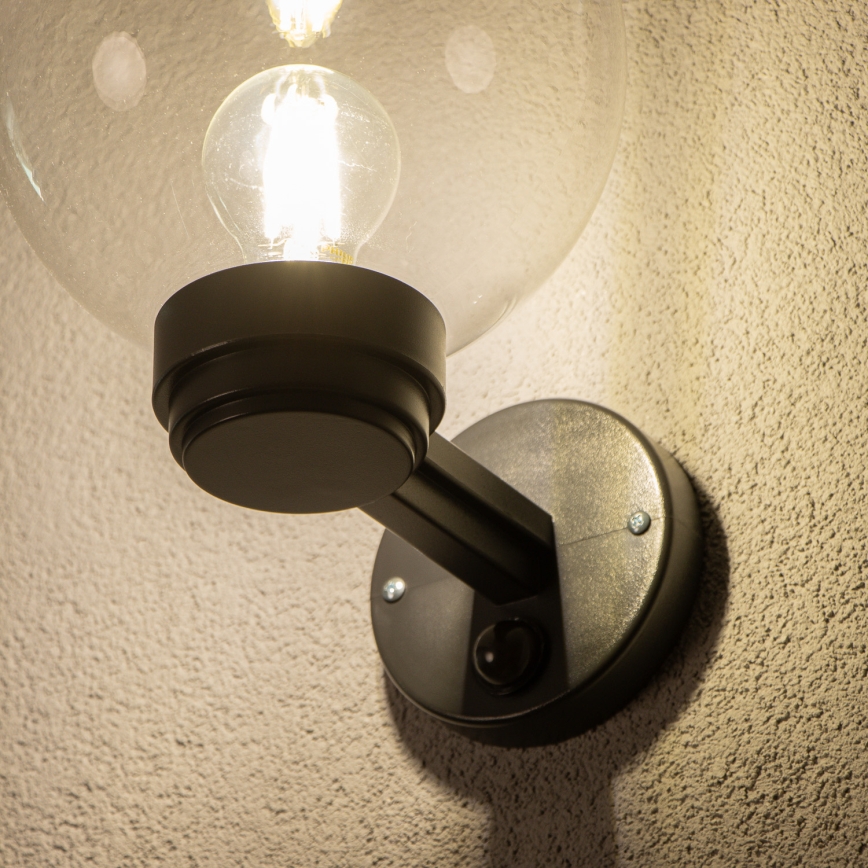 BRILAGI - Vonkajšie nástenné svietidlo s pohybovým senzorom HARBOR 1xE27/40W/230V IP33 čierna/číre