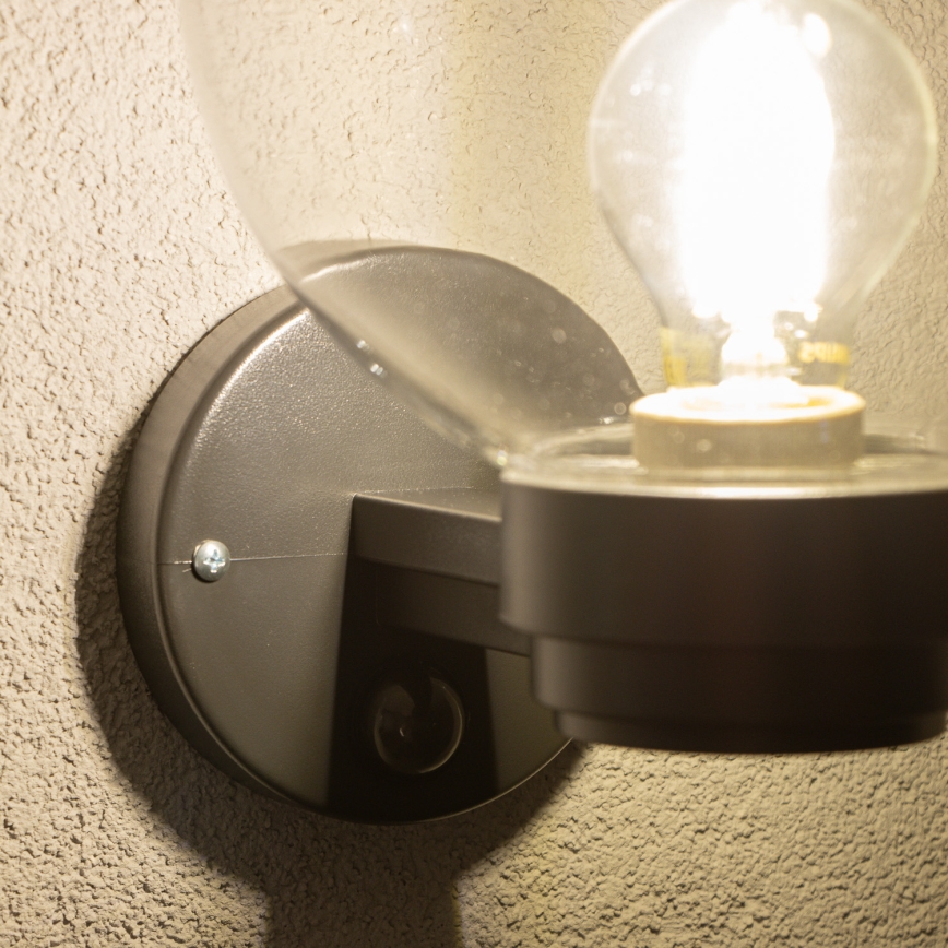 BRILAGI - Vonkajšie nástenné svietidlo s pohybovým senzorom HARBOR 1xE27/40W/230V IP33 čierna/číre
