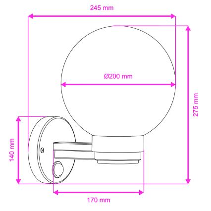 BRILAGI - Vonkajšie nástenné svietidlo s pohybovým senzorom HARBOR 1xE27/40W/230V IP33 čierna/číre