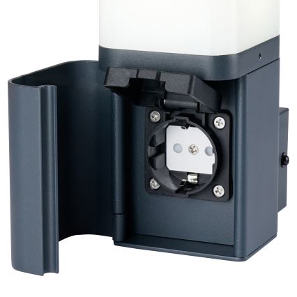 Brilagi - Vonkajšie nástenné svietidlo so zásuvkou SCHUKO PILLAR 1xG9/11W/230V IP44 antracit