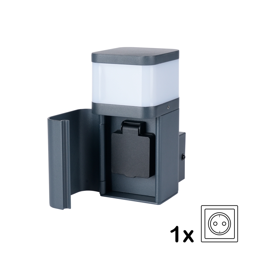 Brilagi - Vonkajšie nástenné svietidlo so zásuvkou SCHUKO PILLAR 1xG9/11W/230V IP44 antracit