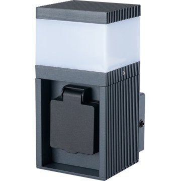 Brilagi - Vonkajšie nástenné svietidlo so zásuvkou SCHUKO PILLAR 1xG9/11W/230V IP44 antracit