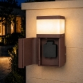 BRILAGI - Vonkajšie nástenné svietidlo so zásuvkou SCHUKO PILLAR 1xG9/11W/230V IP44 hnedá