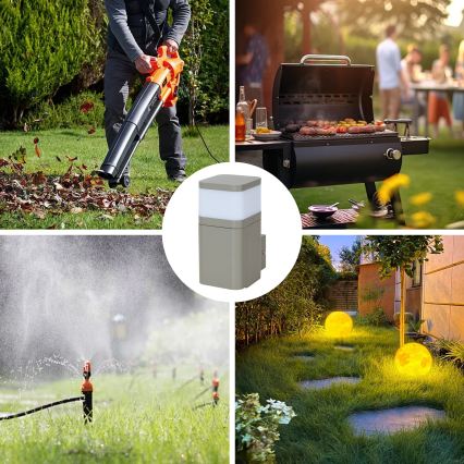 BRILAGI - Vonkajšie nástenné svietidlo so zásuvkou SCHUKO PILLAR 1xG9/11W/230V IP44 sivé