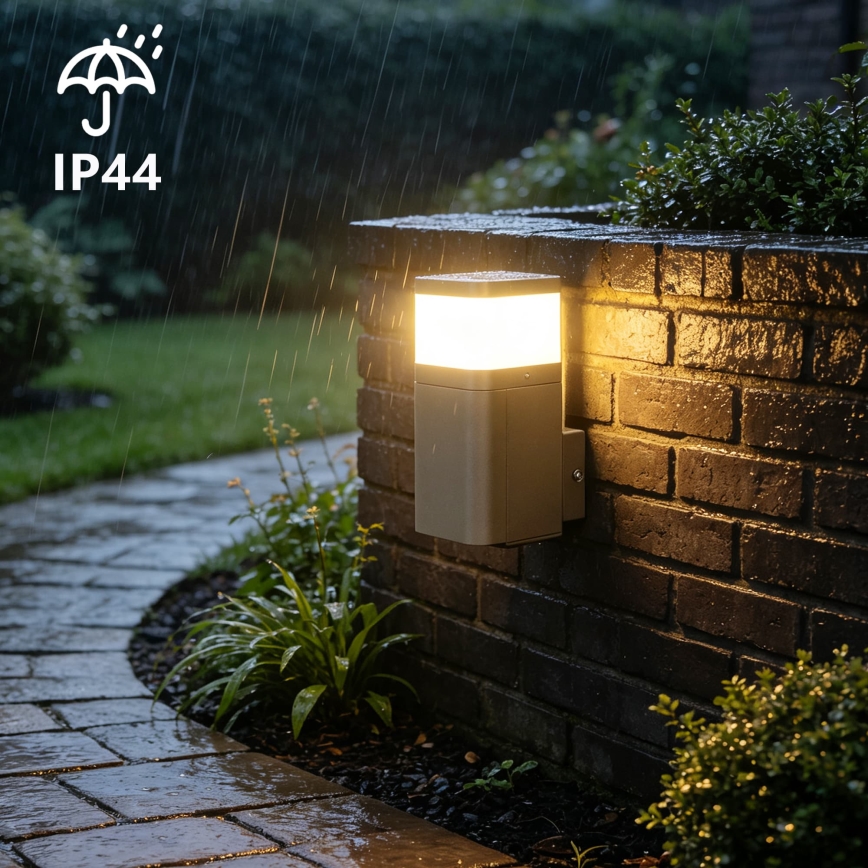 BRILAGI - Vonkajšie nástenné svietidlo so zásuvkou SCHUKO PILLAR 1xG9/11W/230V IP44 sivé