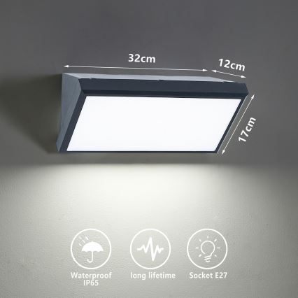 Brilagi - Vonkajšie nástenné svietidlo TRIANGLE 1xE27/60W/230V antracit IP65