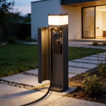 Brilagi - Vonkajšie svietidlo PILLAR so 2 zásuvkami SCHUKO, 1xG9/11W/230V, IP44, antracit